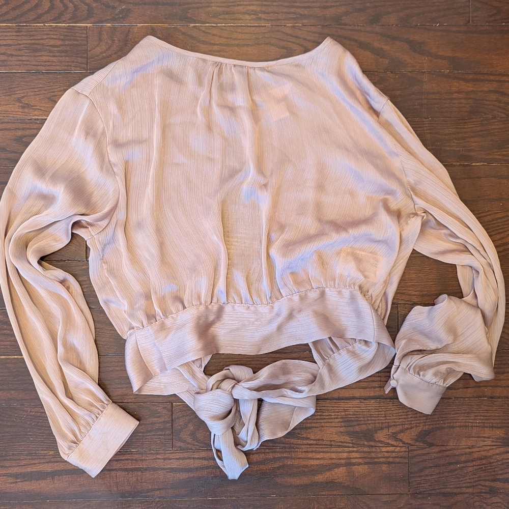 Elegant Backless Sheer Blouse in Soft Pink